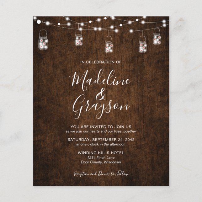 BUDGET String Light Mason Jar Rustic Wood Wedding (Front)
