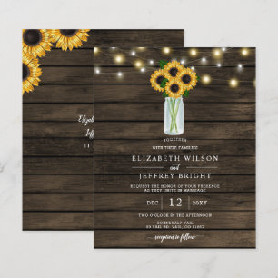 Budget String Light Sunflowers Wedding Invitation