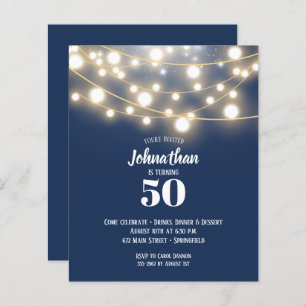 Budget String Lights Birthday Party Invitations