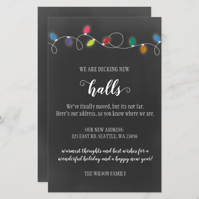 Budget String Lights Decking New Halls Moving Card (Front/Back)