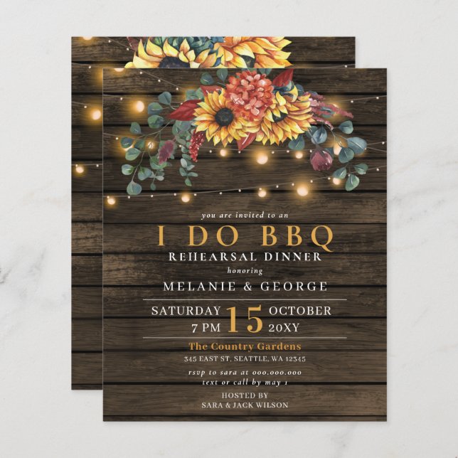 Budget String Lights Rehearsal Dinner Invitation (Front/Back)