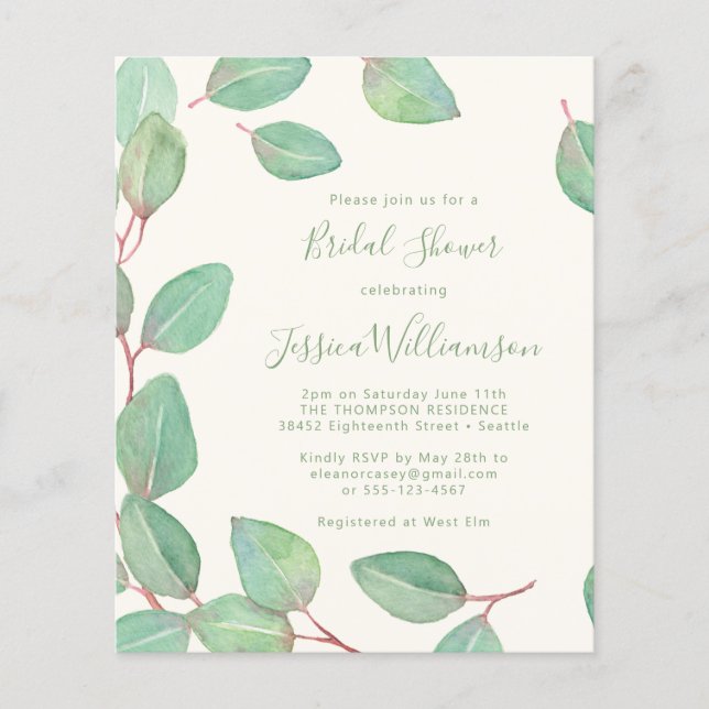 Budget Stylish Eucalyptus Greenery Bridal Shower   (Front)
