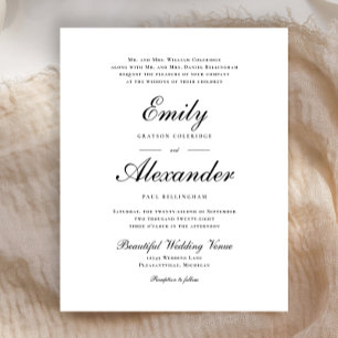 Budget Stylish Script Black Wedding Invitation