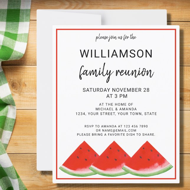 Budget Summer Family Reunion Watermelon Invitation (Creator Uploaded)