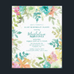 Budget Summer Floral 21st Birthday Invitation<br><div class="desc">New for Summer 2024. Modern and colourful summer floral watercolor features pink, turquoise blue, yellow and orange flowers. They form rustic, boho chic, botanical frame around your birthday party details. This item is part of the Summer Watercolor Floral collection. It contains professionally designed invitation templates, welcome signs and party decorations....</div>