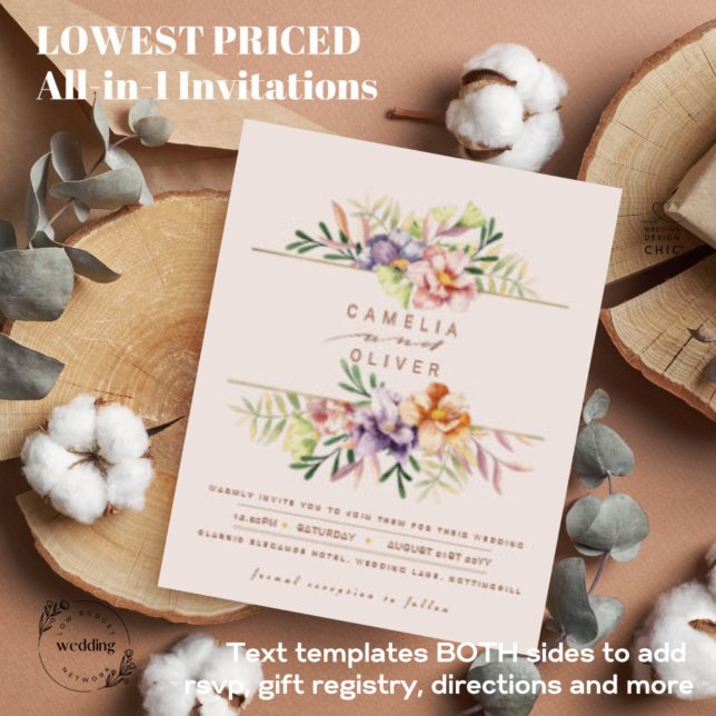 BUDGET Summer Floral Wedding Invite QR Code RSVP F Flyer (Creator Uploaded)