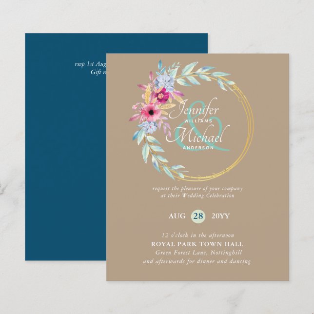 BUDGET Summer Flowers Wedding Invitations (Front/Back)