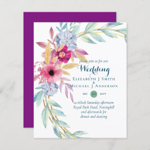 BUDGET Summer Flowers Wedding Invitations