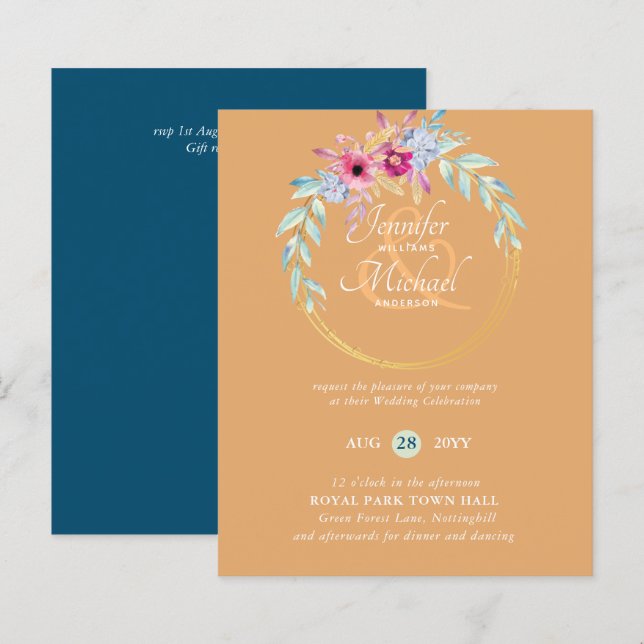 BUDGET Summer Flowers Wedding Invitations (Front/Back)