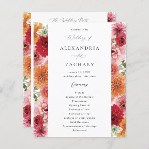 Budget Summer Multi Color Floral Wedding Program