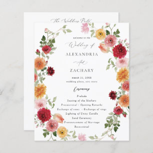 Budget Summer Multi Color Floral Wedding Program 2