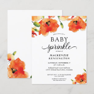 Budget Summer Poppy Baby Sprinkle Invitation