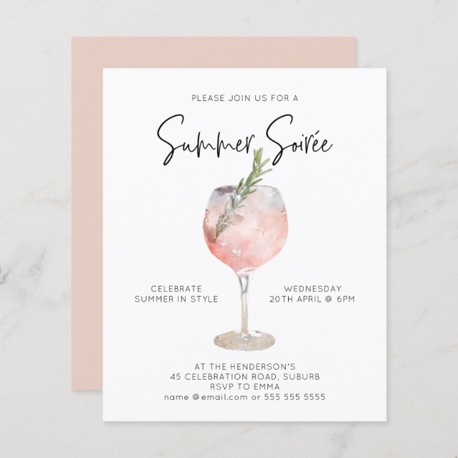 Budget Summer Soiree Drinks Cocktail Party Pink (Front/Back)