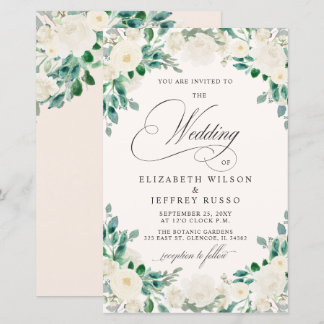 Budget Summer Spring Ivory Floral Wedding Invite