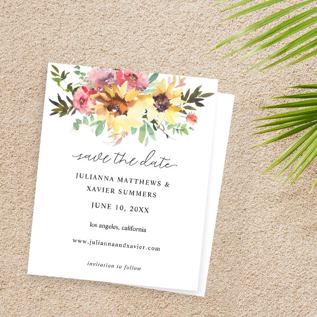 Budget Summer Sunflower Floral Save the Date (Creator Uploaded)