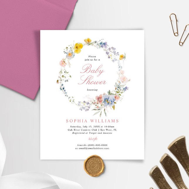 Budget Summer Wildflowers Baby Shower Invitation (Creator Uploaded)