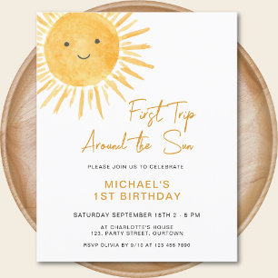 Budget Sun Boy's 1st Birthday Invitation