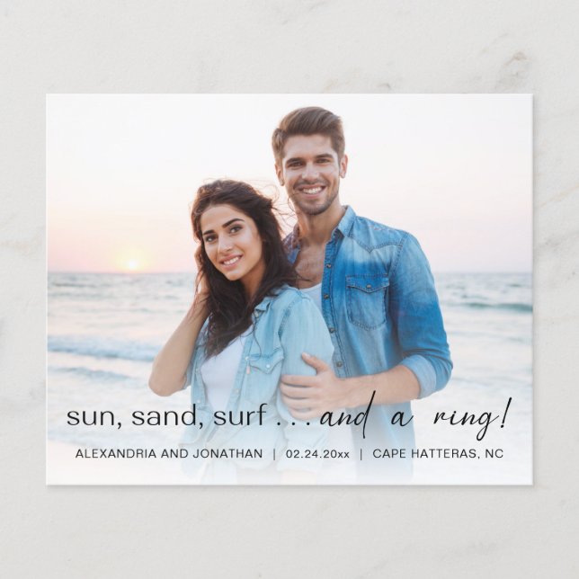 Budget Sun Sea Surf Photo Engagement Announcement (Front)