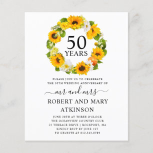 Budget Sunflower 50th Anniversary Invitation