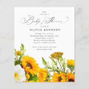 Budget Sunflower   Boho Floral Baby Shower  Flyer