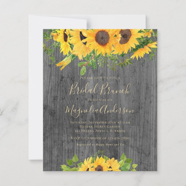 Budget Sunflower Bridal Shower Brunch Invitation (Front)