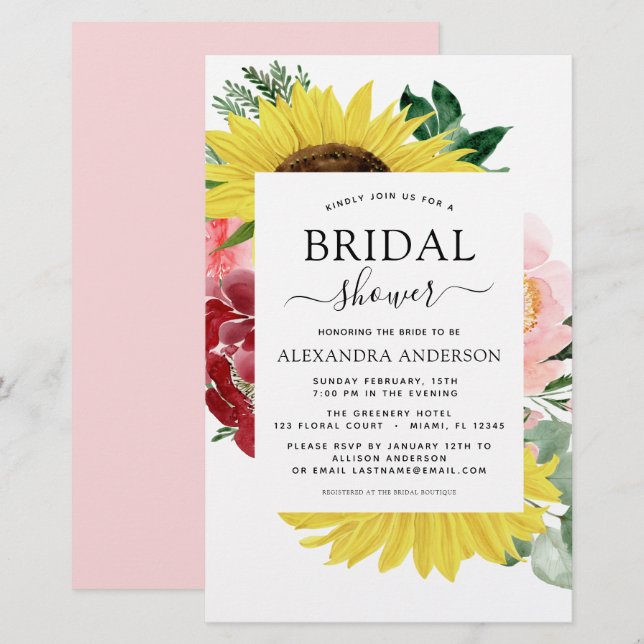 Budget Sunflower Bridal Shower Spring Floral (Front/Back)