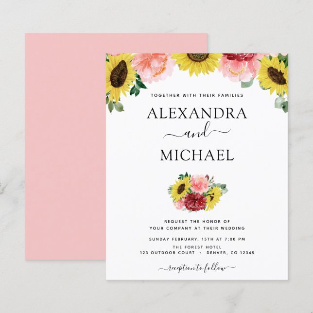 Budget Sunflower Eucalyptus Country Wedding (Front/Back)