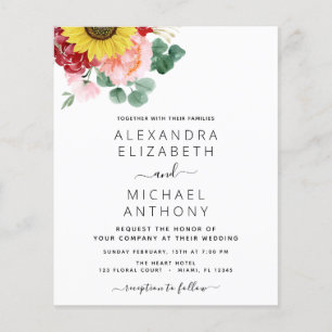 Budget Sunflower Eucalyptus Country Wedding Flyer