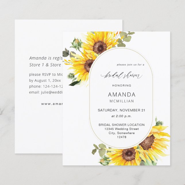 Budget Sunflower & Eucalyptus Floral Bridal Shower (Front/Back)