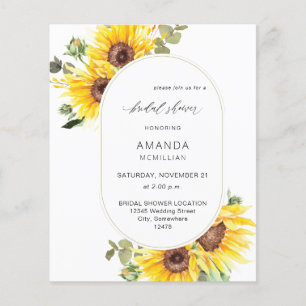 Budget Sunflower & Eucalyptus Floral Bridal Shower Flyer