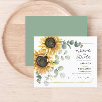 Budget Sunflower Eucalyptus Floral Save The Date
