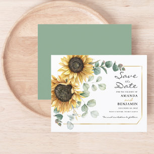 Budget Sunflower Eucalyptus Floral Save The Date