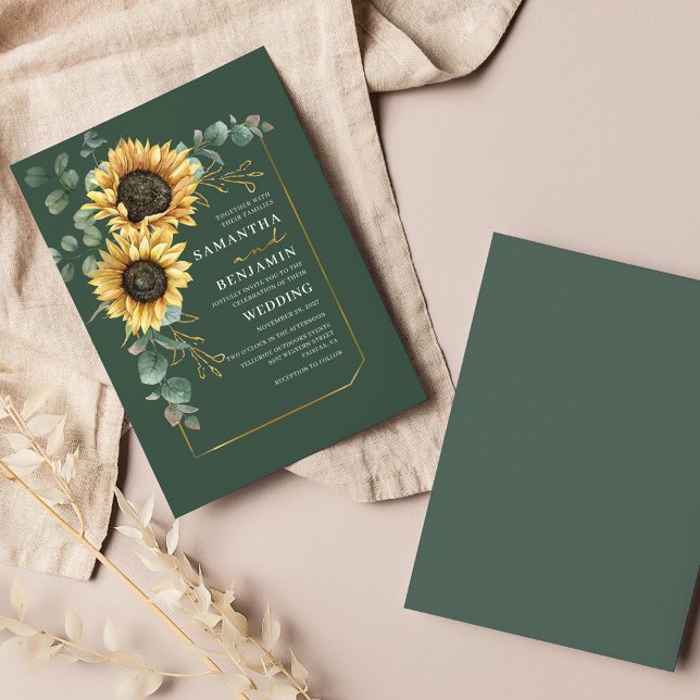 Budget Sunflower Eucalyptus Floral Wedding Invite (Creator Uploaded)