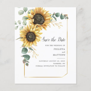 Budget Sunflower Eucalyptus Greenery Save the Date
