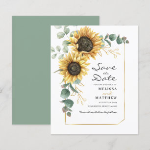 Budget Sunflower Eucalyptus Greenery Save The Date