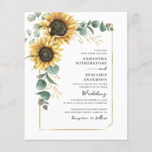 Budget Sunflower Eucalyptus QR Code Wedding Invite