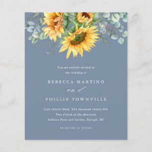 Budget Sunflower Eucalyptus Wedding Invitation