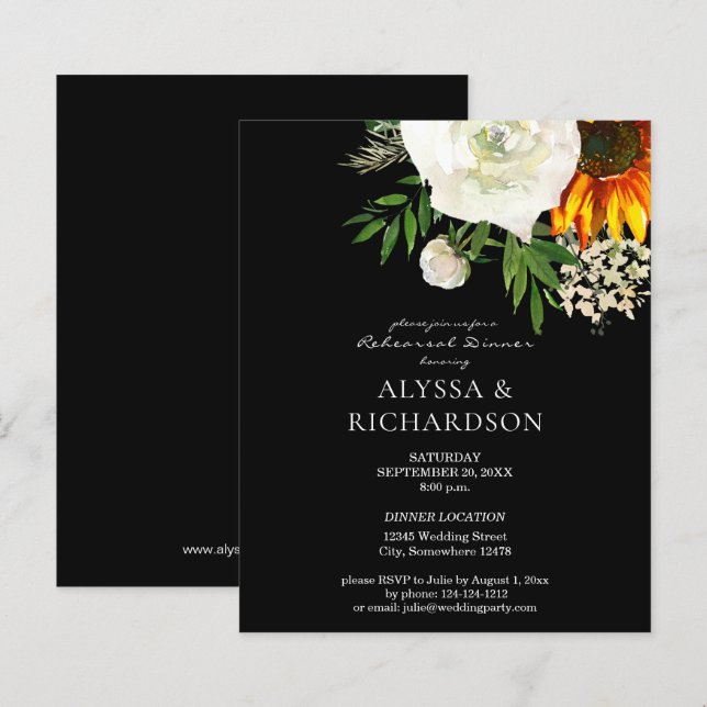 Budget Sunflower Floral Rehearsal Dinner - B (Front/Back)