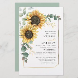Budget Sunflower Floral Wedding Invitation