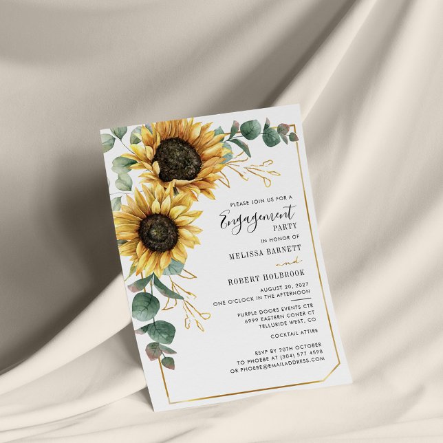 Budget Sunflower Greenery Engagement Invitation (Creator Uploaded)