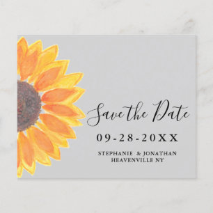 Budget Sunflower Grey Wedding Save The Date Card
