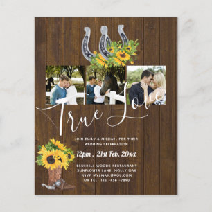 BUDGET Sunflower Horse Shoes PHOTO Collage WEDDING Flyer