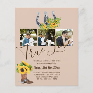 BUDGET Sunflower Horse Shoes PHOTO Collage WEDDING Flyer