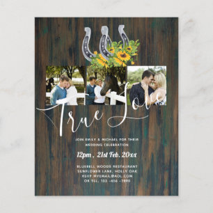 BUDGET Sunflower Horse Shoes PHOTO Collage WEDDING Flyer
