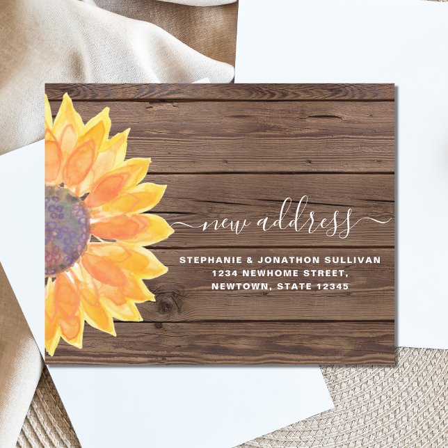 Budget Sunflower New Address Barn Wood Card (Creator Uploaded)