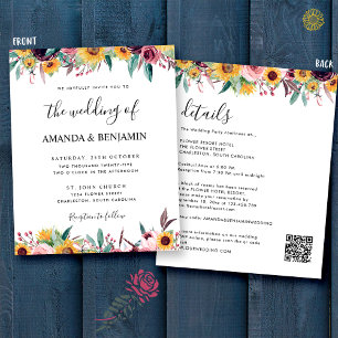 Budget Sunflower Rose Burgundy Rustic Fall Wedding