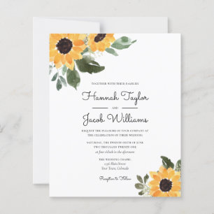 Budget Sunflower Rustic Country Wedding Invitation