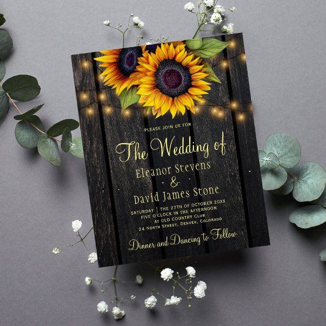 Budget sunflower rustic country wedding invitation (Creator Uploaded)