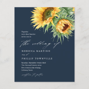 Budget Sunflower Script Wedding Invitation