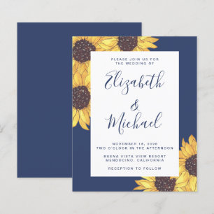 Budget Sunflower Watercolor Wedding Invitation